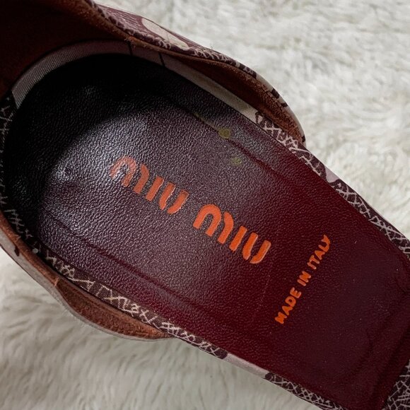 Miu Miu Women's Purple Leather Ankle Strap Floral Ribbon Heels Size 39 - Picture 9 of 14